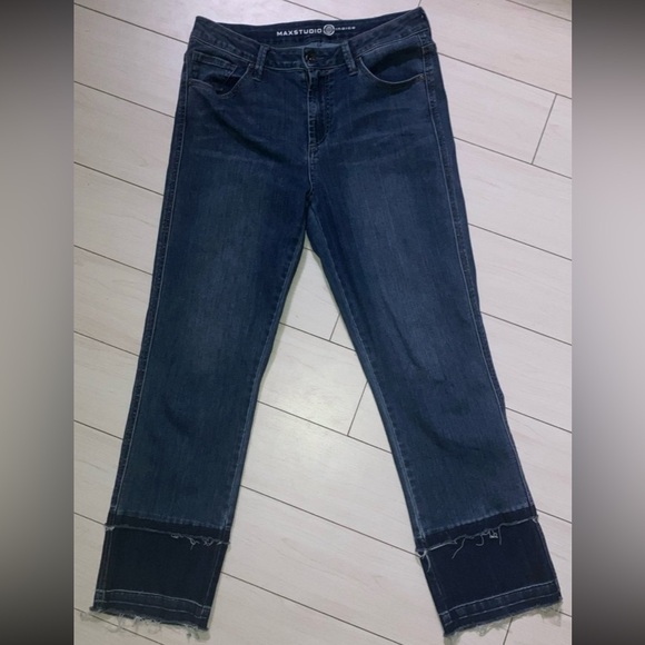 Max Studio Denim - Dual Tone Denim Distressed Ankle Jeans